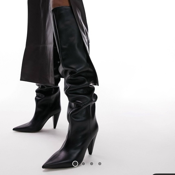 TopShop Tabitha cone premium leather knee-high boots - Picture 2 of 7